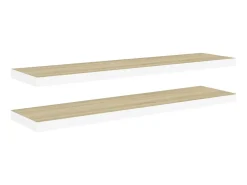 Prateleiras parede 2 pcs 120x23,5x3,8 cm MDF carvalho e branco PT490642