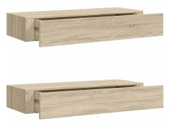 Prateleiras parede c/ gavetas 2 pcs MDF 60x23,5x10 cm carvalho