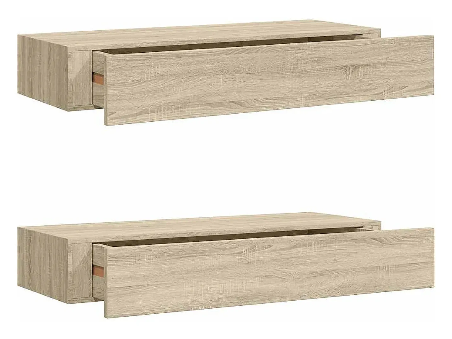 Prateleiras parede c/ gavetas 2 pcs MDF 60x23,5x10 cm carvalho