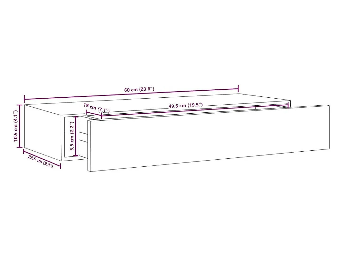 Prateleiras parede c/ gavetas 2 pcs MDF 60x23,5x10 cm carvalho