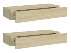 Prateleiras parede c/ gavetas 2 pcs MDF 60x23,5x10 cm carvalho PT328107