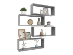 Prateleiras parede forma de cubo 4 pcs 60x15x23cm cinza cimento PT634634