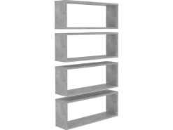 Prateleiras parede forma de cubo 4 pcs 60x15x23cm cinza cimento PT634634