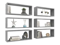 Prateleiras parede forma de cubo 6pcs 60x15x23 cm cinza cimento PT607727