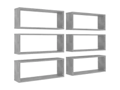 Prateleiras parede forma de cubo 6pcs 60x15x23 cm cinza cimento PT607727