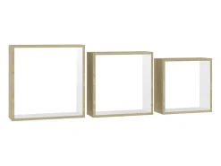Prateleiras parede forma de cubo 3pcs cm branco/carvalho sonoma PT796440