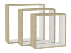 Prateleiras parede forma de cubo 3pcs cm branco/carvalho sonoma PT796440
