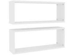 Prateleiras parede forma de cubo 2 pcs derivados madeira branco PT847559