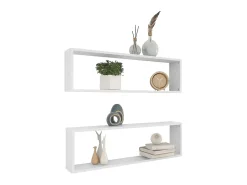 Prateleiras parede forma cubo 2 pcs derivados de madeira branco PT667505