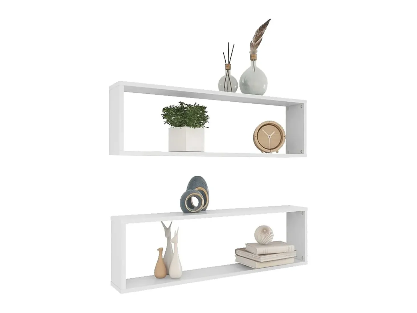 Prateleiras parede forma cubo 2 pcs derivados de madeira branco PT667505