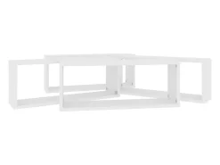 Prateleiras parede forma de cubo 4 pcs derivados madeira branco