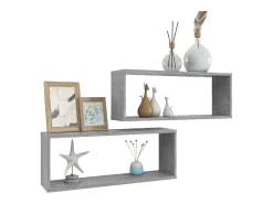 Prateleiras parede forma de cubo 2pcs 60x15x23 cm cinza cimento PT495036