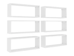 Prateleiras parede forma de cubo 6 pcs derivados madeira branco PT932800