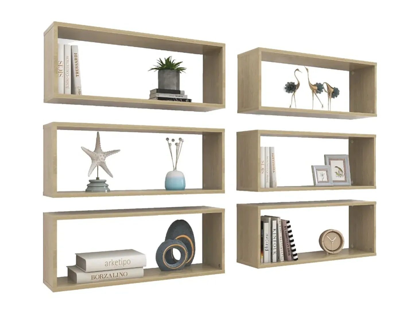 Prateleiras parede forma de cubo 6 pcs carvalho sonoma PT378645