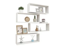Prateleiras parede forma de cubo 4 pcs derivados madeira branco PT944112
