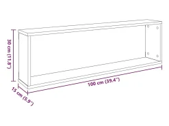 Prateleiras parede forma cubo 4pcs deriv. madeira 100x15x30 cm