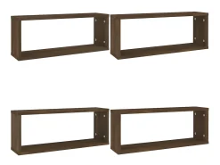 Prateleiras parede 4pcs madeira processada 60x15x23 cm castanho PT949164
