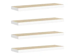 Prateleiras parede 4pcs 90x23,5x3,8 cm MDF cor carvalho/branco