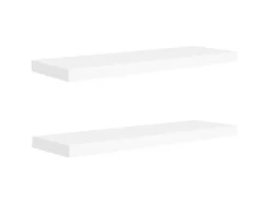 Prateleiras parede suspensas 2 pcs 80x23,5x3,8cm MDF branco PT758683