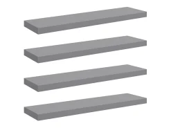 Prateleiras parede suspensas 4 pcs 90x23,5x3,8cm MDF cinzento