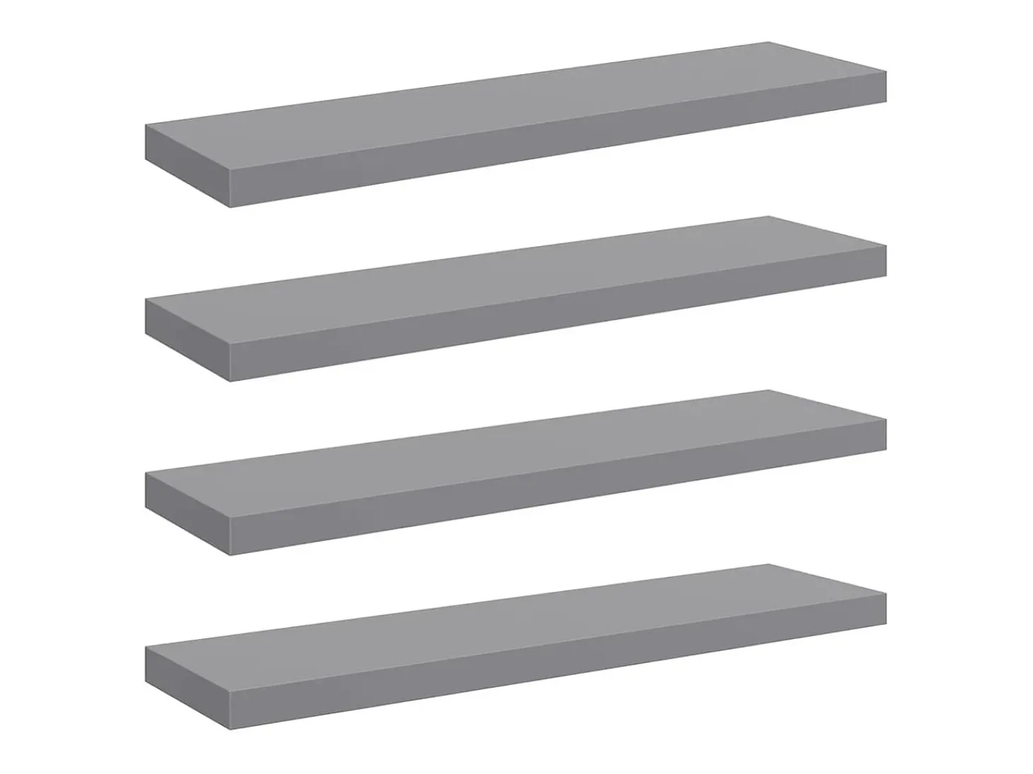 Prateleiras parede suspensas 4 pcs 90x23,5x3,8cm MDF cinzento