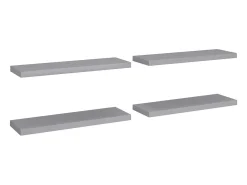 Prateleiras parede suspensas 4 pcs 80x23,5x3,8cm MDF cinzento PT640420