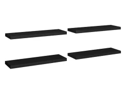 Prateleiras parede suspensas 4 pcs 80x23,5x3,8cm MDF preto PT435039