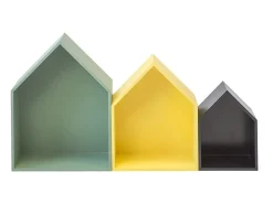 Prateleiras set de 3 MDF verde, amarelo e preto