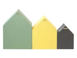 Prateleiras set de 3 MDF verde, amarelo e preto