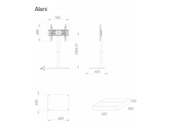 Pés de suporte de TV Alani Vidro transparente A. 100 x L. 60 x P. 45 cm