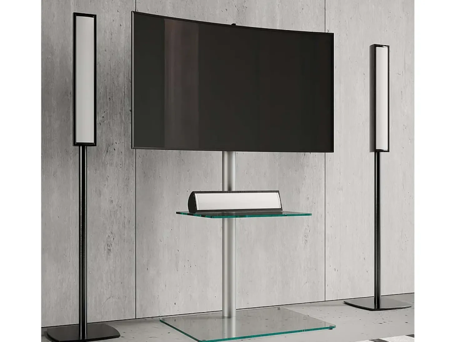 Pés de suporte de TV Alani Vidro transparente A. 100 x L. 60 x P. 45 cm