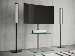 Pés de suporte de TV Alani Vidro transparente A. 100 x L. 60 x P. 45 cm