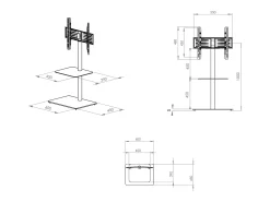 Pés de suporte de TV Alani Vidro transparente A. 100 x L. 60 x P. 45 cm