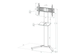 Pés de suporte de TV Stadino Prata A. 174 x L. 90 x P. 74 cm