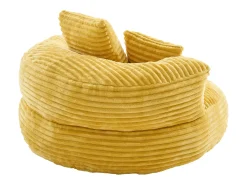 Puf em bombazine - Com 3 almofadas - Amarelo mostarda