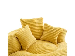 Puf em bombazine - Com 3 almofadas - Amarelo mostarda