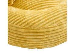 Puf em bombazine - Com 3 almofadas - Amarelo mostarda