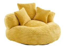 Puf em bombazine - Com 3 almofadas - Amarelo mostarda