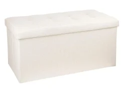 Pufe Duplo Dobrável Lysandre Contemporary Tampa de Veludo Bege 76x38 cm