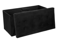 Pufe Duplo Dobrável Lysandre Sala de Estar/Jantar, Preto 76x38 cm
