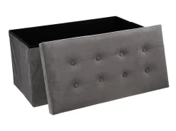 Pufe Duplo Dobrável Lysandre Contemporary Veludo Cinza 76x38 cm
