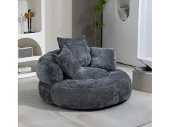 Puff com 3 almofadas - Para adultos e crianças - Chenille cinzento, não necessita de montagem