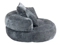 Puff com 3 almofadas - Para adultos e crianças - Chenille cinzento, não necessita de montagem