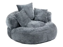 Puff com 3 almofadas - Para adultos e crianças - Chenille cinzento, não necessita de montagem