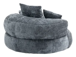 Puff com 3 almofadas - Para adultos e crianças - Chenille cinzento, não necessita de montagem