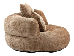 Puff com 3 almofadas - Para adultos e crianças - Chenille castanho claro, não necessita de montagem