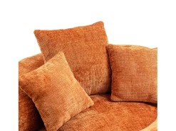 Puff com 3 almofadas - Para adultos e crianças - Chenille laranja, não necessita de montagem