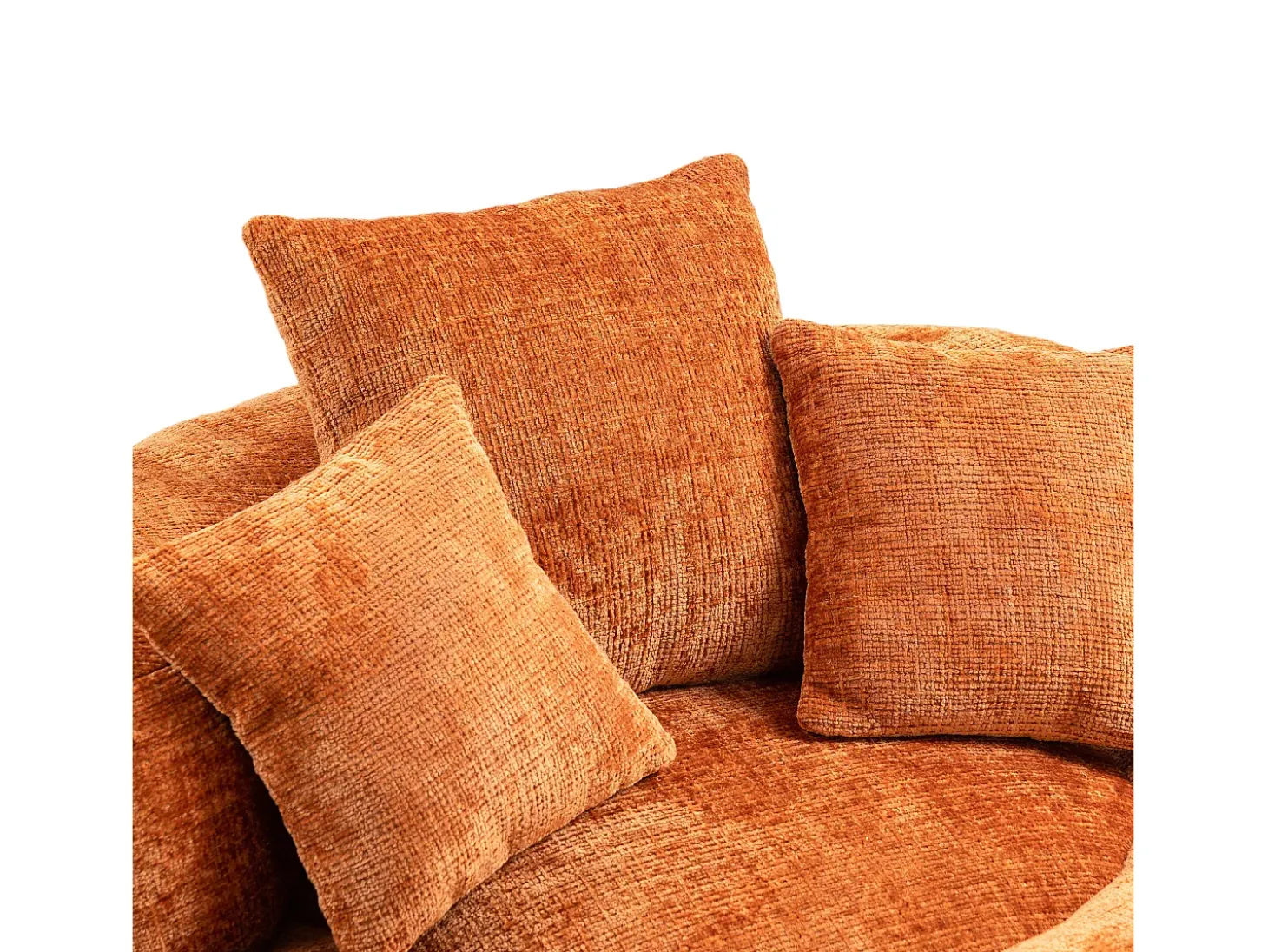 Puff com 3 almofadas - Para adultos e crianças - Chenille laranja, não necessita de montagem