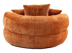 Puff com 3 almofadas - Para adultos e crianças - Chenille laranja, não necessita de montagem