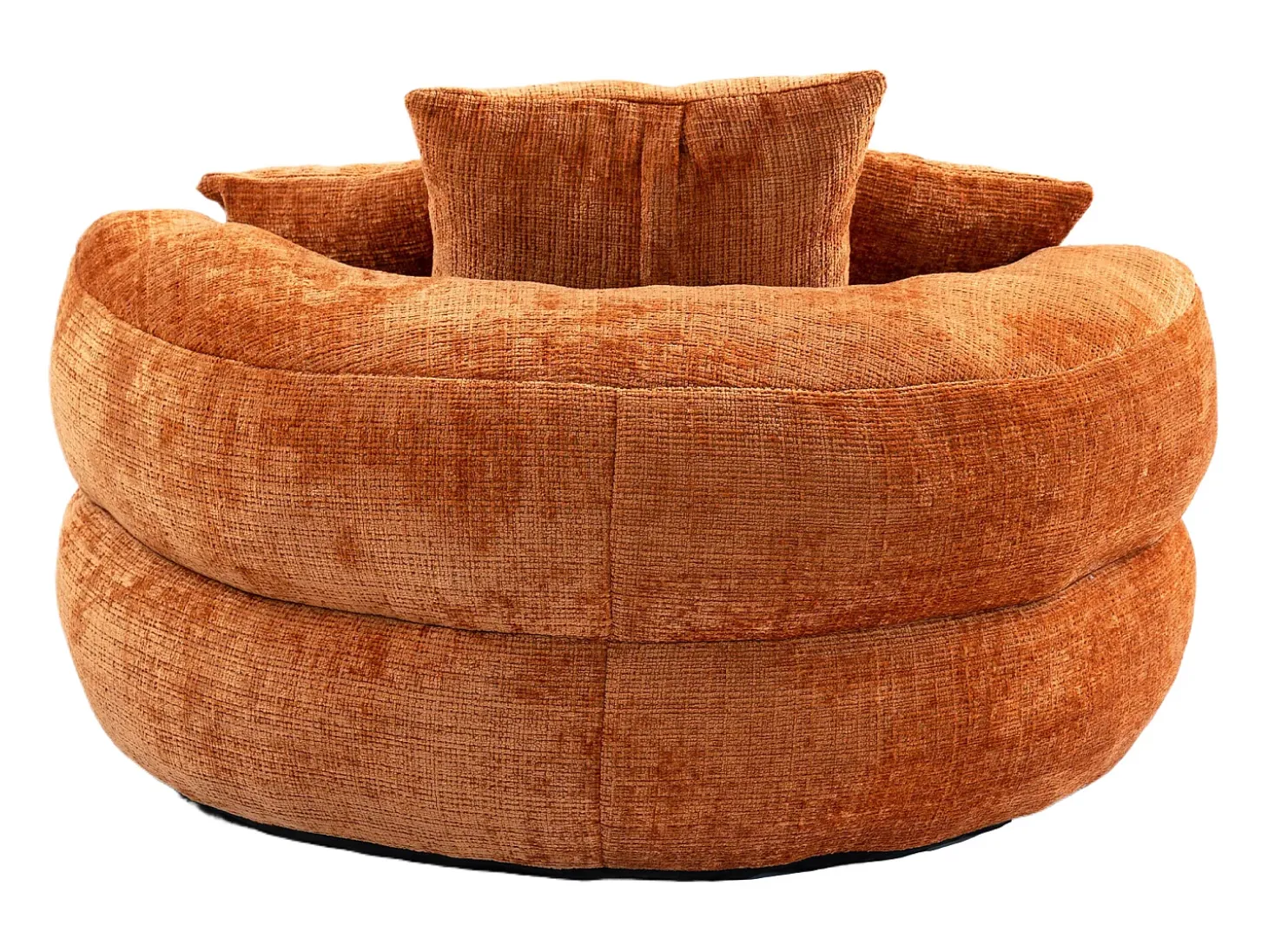 Puff com 3 almofadas - Para adultos e crianças - Chenille laranja, não necessita de montagem